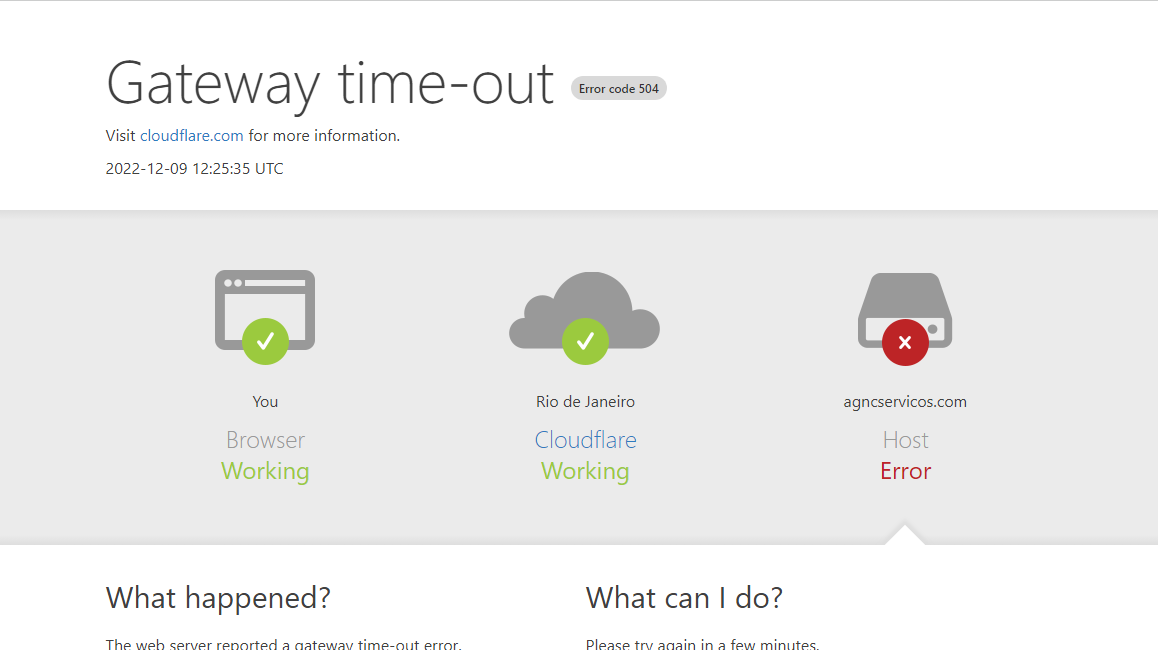 O Que Significa Gateway Time-Out Erro 504 • SUPORTE Seu site está apresentando Gateway time-out Erro 504 calma! Este artigo te explica como resolver! - AGNC Criação de sites empresariais