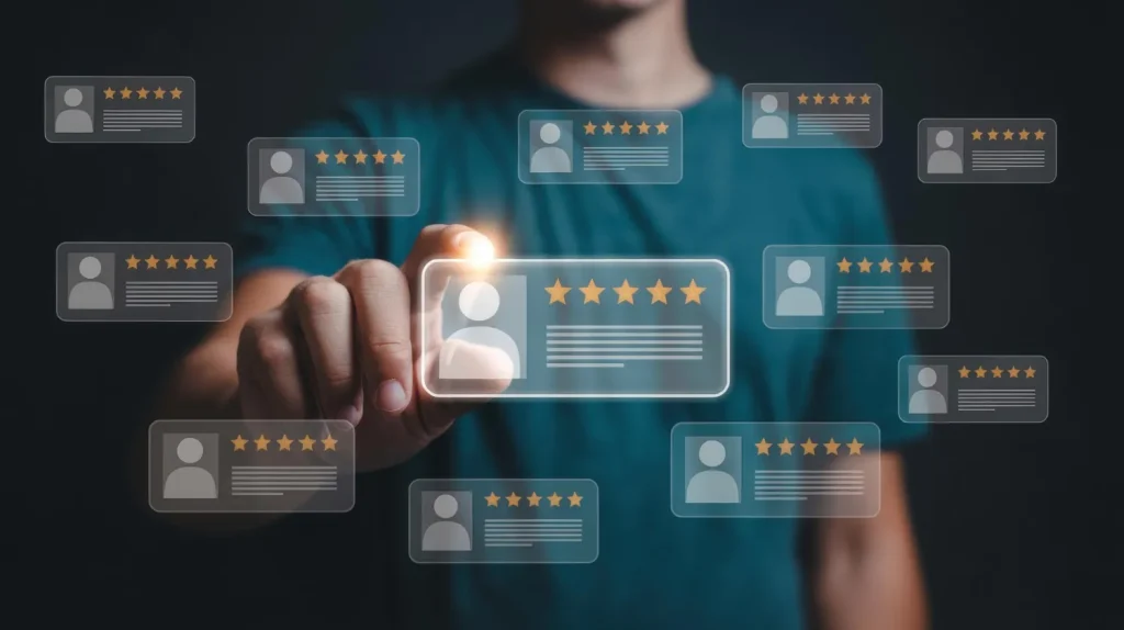 Na página inicial do site, a prova social deve aparecer como âncora de confiança logo nas primeiras seções, antes que o visitante chegue à descrição dos serviços. Uma frase como "mais de 300 empresas atendidas em todo o Brasil" ou um carrossel de depoimentos posicionado no topo comunica credibilidade antes que o potencial cliente precise procurar.
